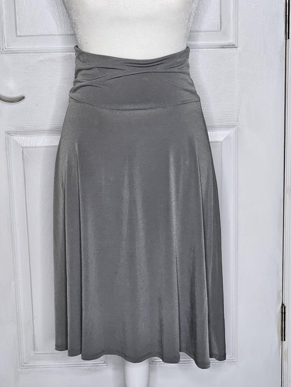 Women's Gray Green A-Line Knit Skirt